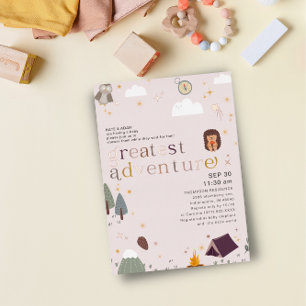 Größtes Abenteuer Mädchen Pink Baby Shower Rose Go Folieneinladung
