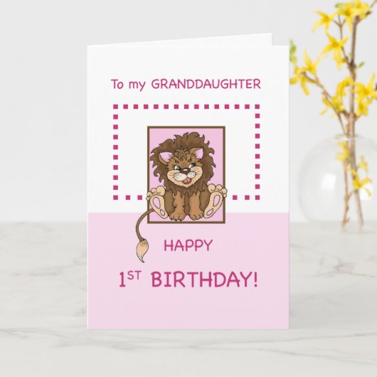 Großtochter 1. Geburtstag Niedlicher Löwe Karte (Gelbe Blume)