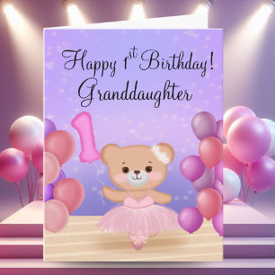 Großtochter 1. Geburtstag Teddy Bear Ballerina Karte