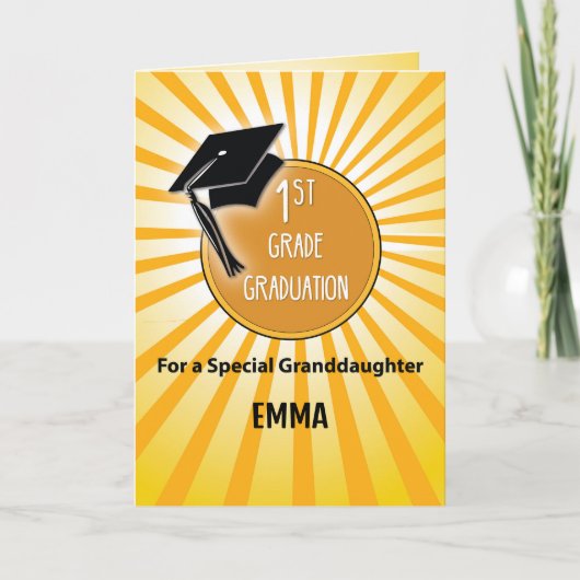 Großtochter 1st Grade Abschluss Hat auf Sun Karte (Vorderseite)