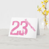 Großtochter, 23. Geburtstag, weiß und rosa. Karte (Gelbe Blume)