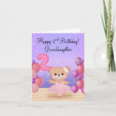 Großtochter 2. Geburtstag Teddy Bear Ballerina Karte (Vorderseite)
