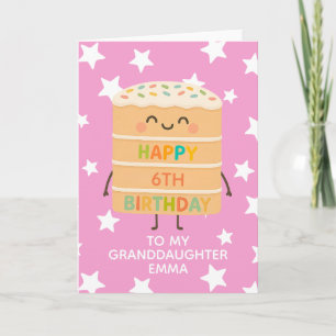 Großtochter 6. Geburtstag Pink Niedliche Kuchen Cu Karte