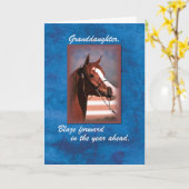 Großtochter Birthday Horse on Blue Karte (Gelbe Blume)
