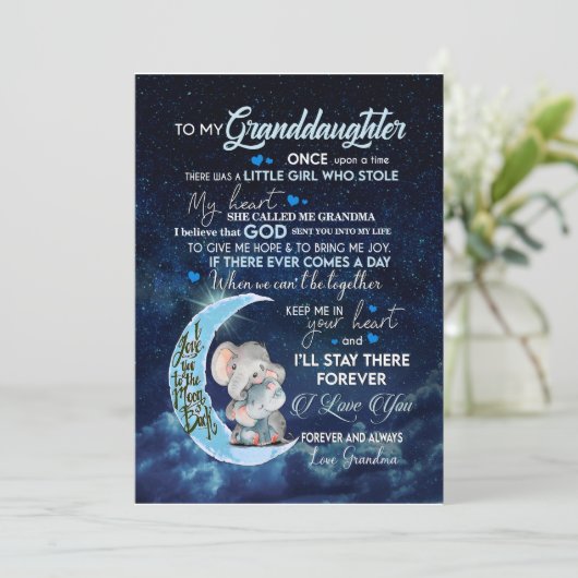 Großtochter| Brief an meine Enkelin Einladung (Stehend Vorderseite)