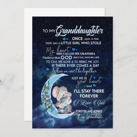 Großtochter| Brief an meine Enkelin Einladung (Vorne/Hinten)