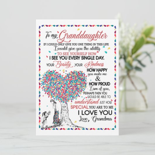 Großtochter| Brief an meine Enkelin Einladung (Stehend Vorderseite)