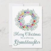 Großtochter bunter Weihnachtskranz Feiertagskarte (Vorderseite)