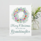 Großtochter bunter Weihnachtskranz Feiertagskarte (Stehend Vorderseite)