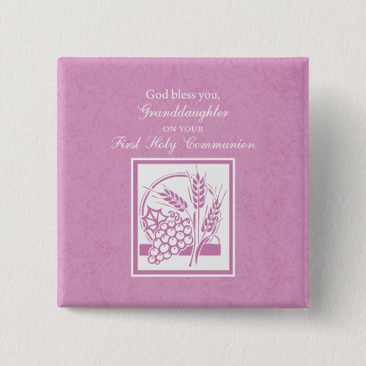 Großtochter Erste Kommune, Rosa Button (Vorderseite)