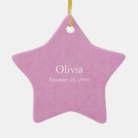 Großtochter Erste Kommune, Rosa Keramik Ornament (Hinten)