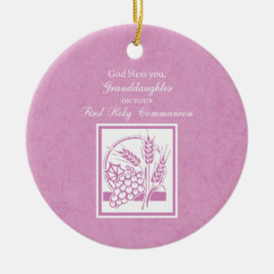 Großtochter Erste Kommune, Rosa Keramik Ornament