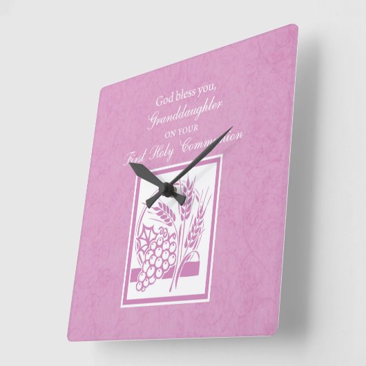 Großtochter Erste Kommune, Rosa Quadratische Wanduhr (Winkel)