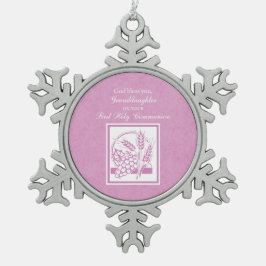 Großtochter Erste Kommune, Rosa Schneeflocken Zinn-Ornament