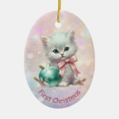Großtochter First Christmas Kitten Keramik Ornament (Vorne)
