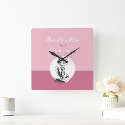 Großtochter First Communityrosa, Chalice Quadratische Wanduhr (Zuhause)