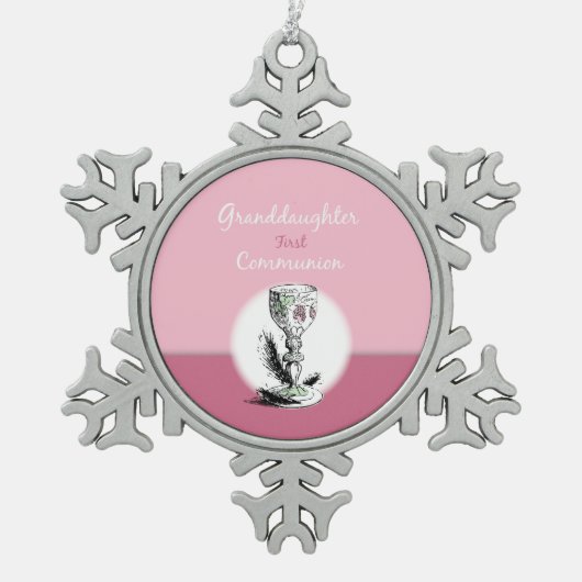 Großtochter First Communityrosa, Chalice Schneeflocken Zinn-Ornament (Vorderseite)