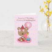 Großtochter Geburtstag mit Girl Bär und Cupcake Karte (Gelbe Blume)