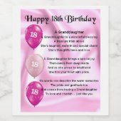 Großtochter Gedicht Flaschenetikett 18. Geburtstag Weinetikett (Einzelnes Label)