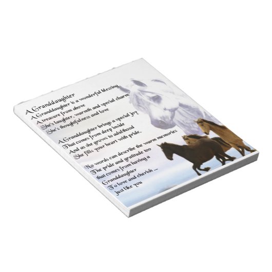 Großtochter Gedicht - Pferdedesign Notizblock (angewinkelt)
