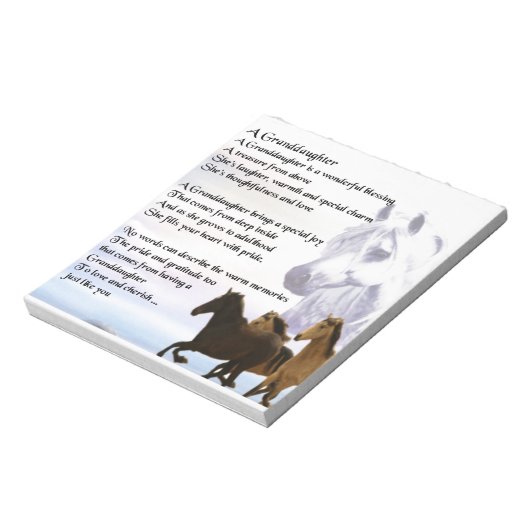 Großtochter Gedicht - Pferdedesign Notizblock (Rotiert)