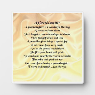 Großtochter Gedicht Plaque - Cream Silk Design Fotoplatte