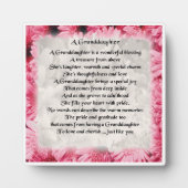 Großtochter Gedicht Plaque - rosa Blumendesign Fotoplatte (Vorderseite)