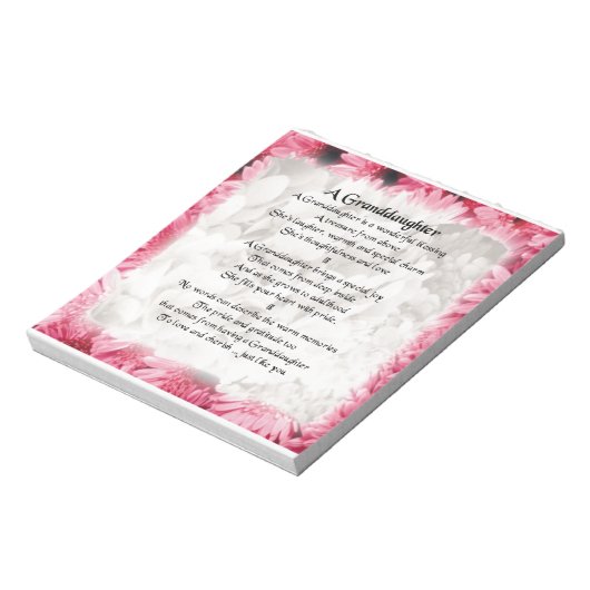 Großtochter Gedicht - rosa Blumendesign Notizblock (Rotiert)