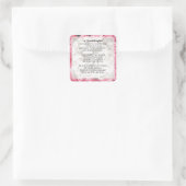 Großtochter Gedicht - rosa Blumendesign Quadratischer Aufkleber (Tasche)