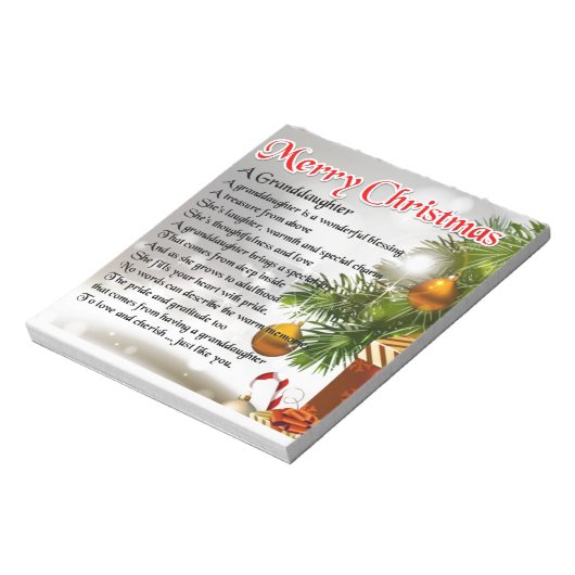 Großtochter Gedicht - Weihnachtsdesign Notizblock (Rotiert)
