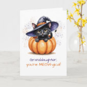 Großtochter Halloween Niedliche Katze in Pumpkin Karte (Gelbe Blume)