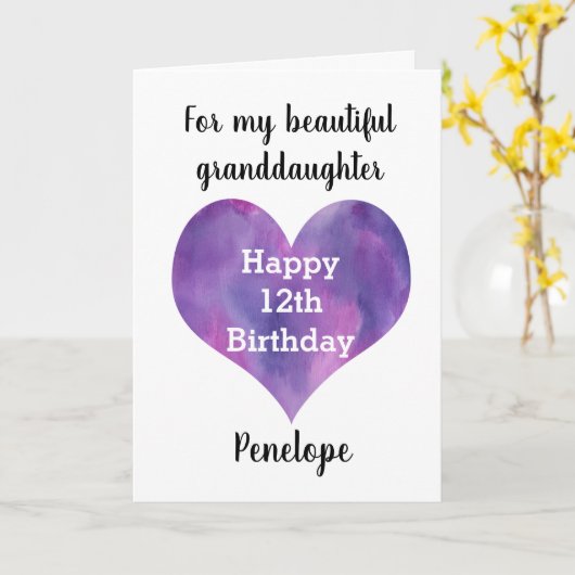 Großtochter Happy 12. Geburtstag Karte (Gelbe Blume)