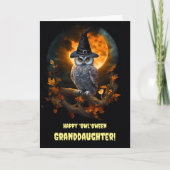 Großtochter Happy Halloween mit Niedlichem Owl Karte (Vorderseite)
