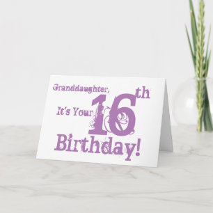 Großtochter hat lila 16. Geburtstag. Karte
