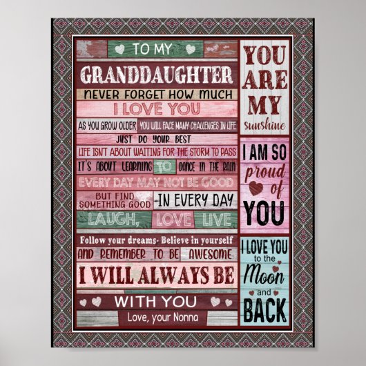 Großtochter Lovers | Brief an meine Enkelin Poster (Vorne)