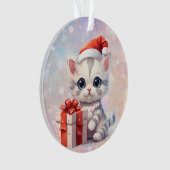 Großtochter Niedlich Kitten mit Weihnachtsgeschenk Ornament (Vorderseite)