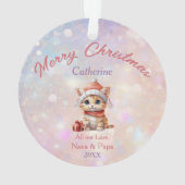 Großtochter Niedlich Kitten mit Weihnachtsgeschenk Ornament (Rückseite)