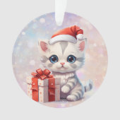 Großtochter Niedlich Kitten mit Weihnachtsgeschenk Ornament (Vorderseite)