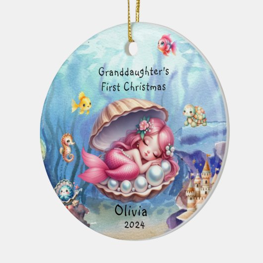 Großtochter Niedlicher Meerjungfrau Keramik Ornament (Links)