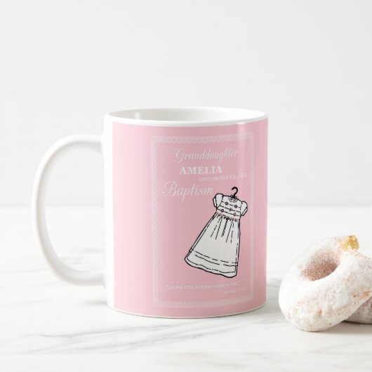 Großtochter, Taufe Auf rosa Personalisiert Kaffeetasse (Mit Donut)