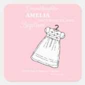 Großtochter, Taufe Auf rosa Personalisiert Quadratischer Aufkleber (Vorderseite)