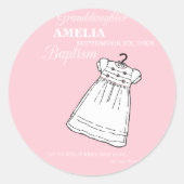 Großtochter, Taufe Auf rosa Personalisiert Runder Aufkleber (Vorderseite)