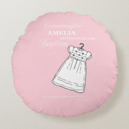 Großtochter, Taufe Auf rosa Personalisiert Rundes Kissen