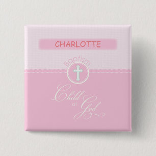 Großtochter Taufe, Individuelle Name, rosa Kind od Button