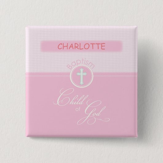 Großtochter Taufe, Individuelle Name, rosa Kind od Button (Vorderseite)