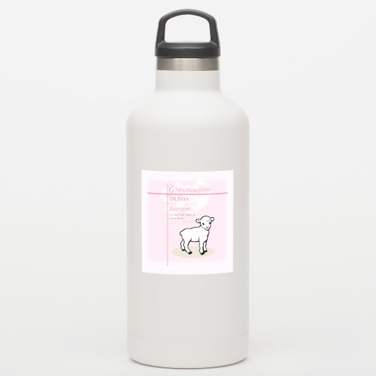 Großtochter Taufe Pink Lamb Personalisiert Aufkleber (Wassserflasche)