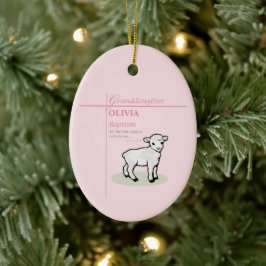 Großtochter Taufe Pink Lamb Personalisiert Keramik Ornament