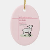 Großtochter Taufe Pink Lamb Personalisiert Keramik Ornament (Vorne)