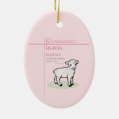 Großtochter Taufe Pink Lamb Personalisiert Keramik Ornament (Hinten)