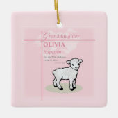 Großtochter Taufe Pink Lamb Personalisiert Keramikornament (Vorderseite)